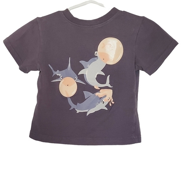 K1334 * Tommy Bahama Bubblegum Sharks Tee Blue-Gray Size 12M - Picture 1 of 6